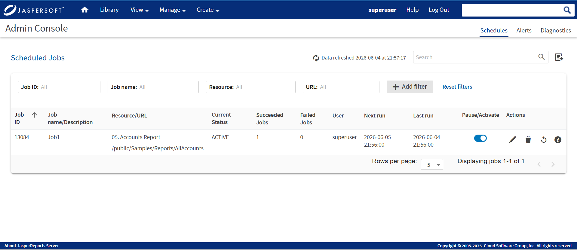 AdminConsole scheduleAlert