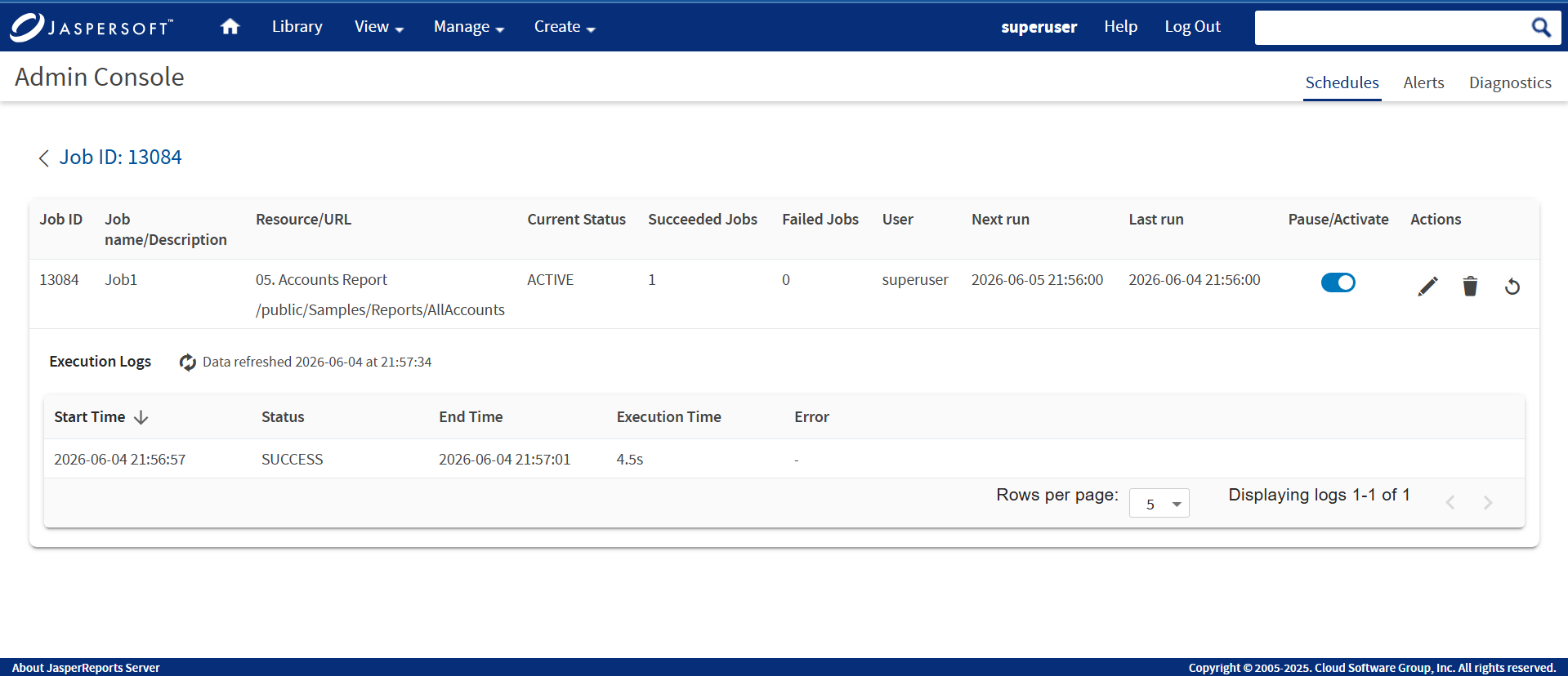 AdminConsole show Execution