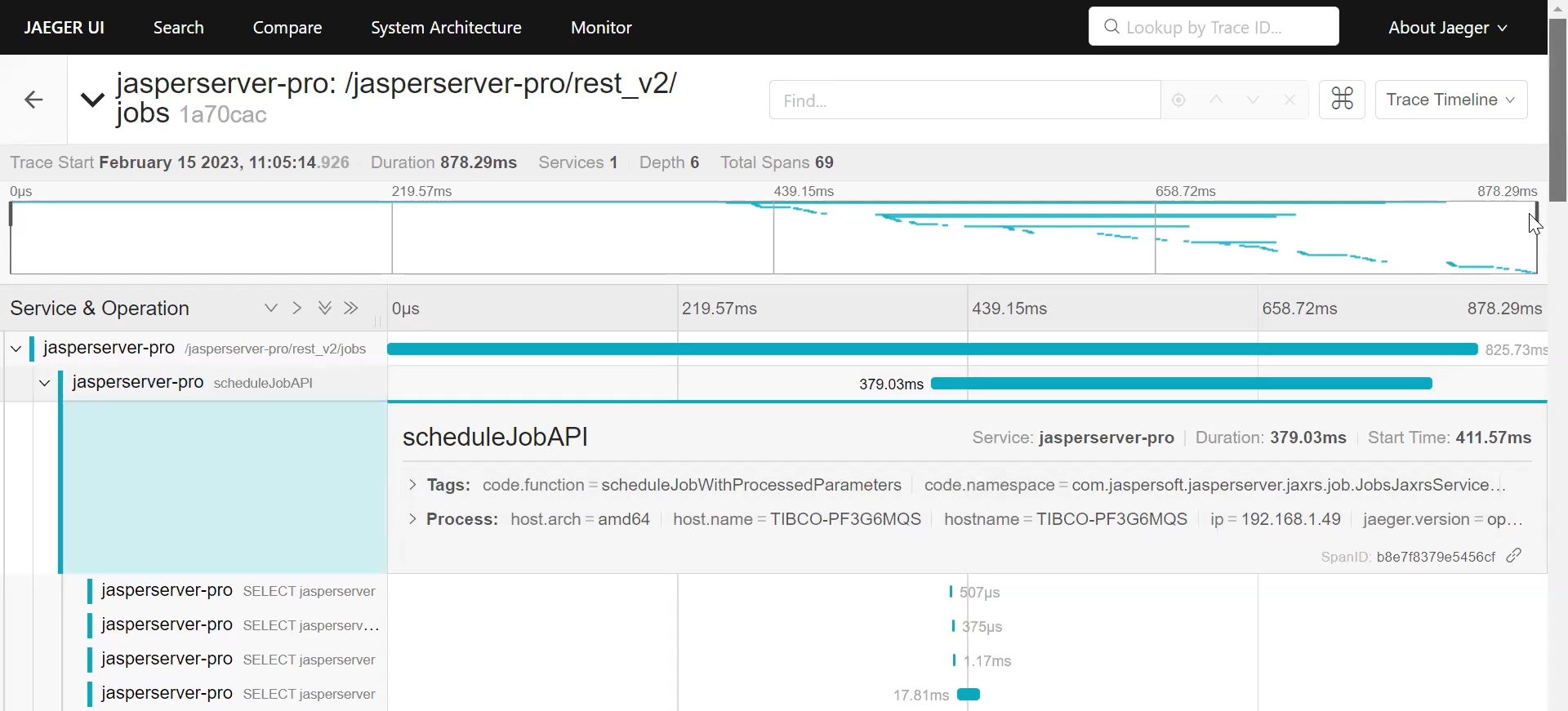 Scheduler traces for scheduleJobAPI