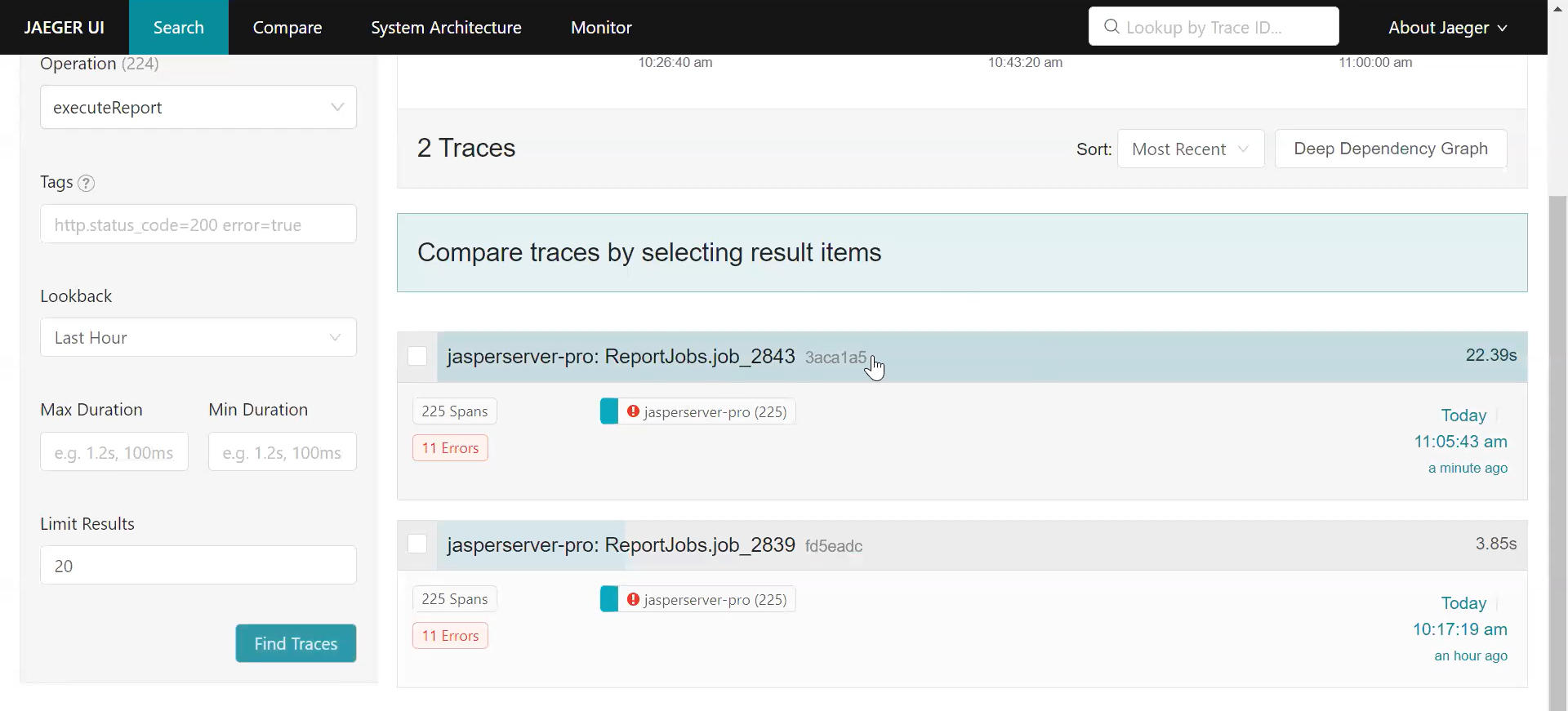 View scheduler traces execute traces