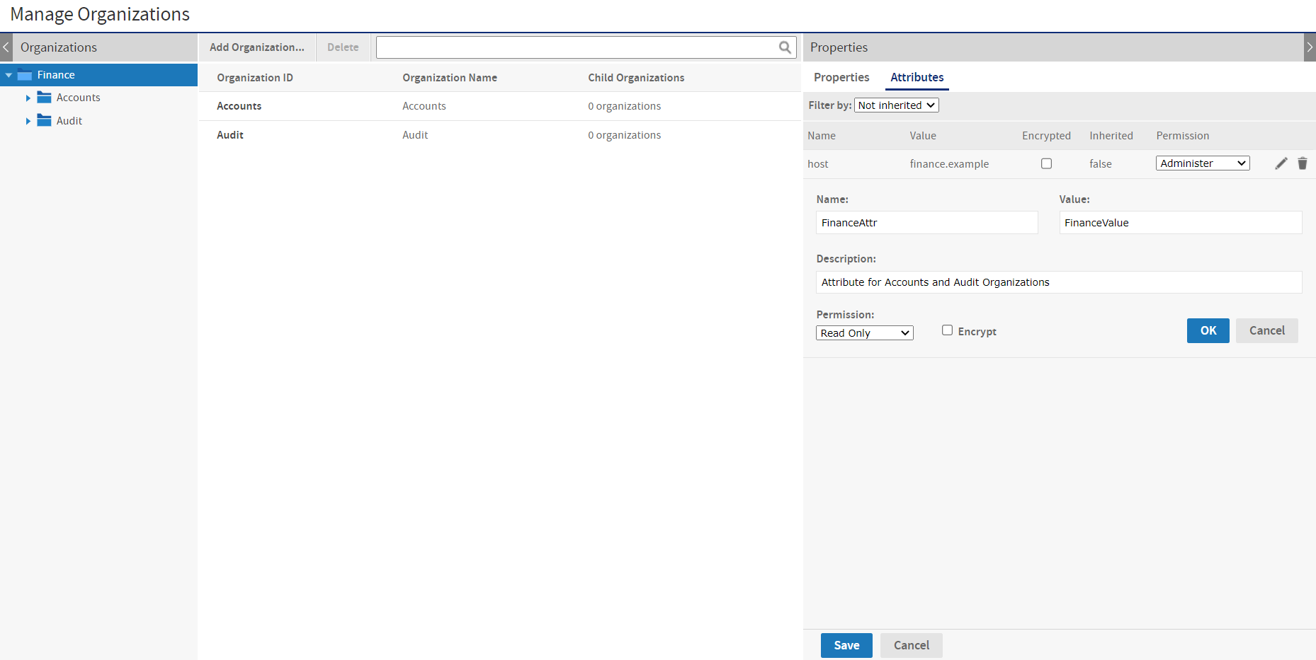 js Attributes Organization add