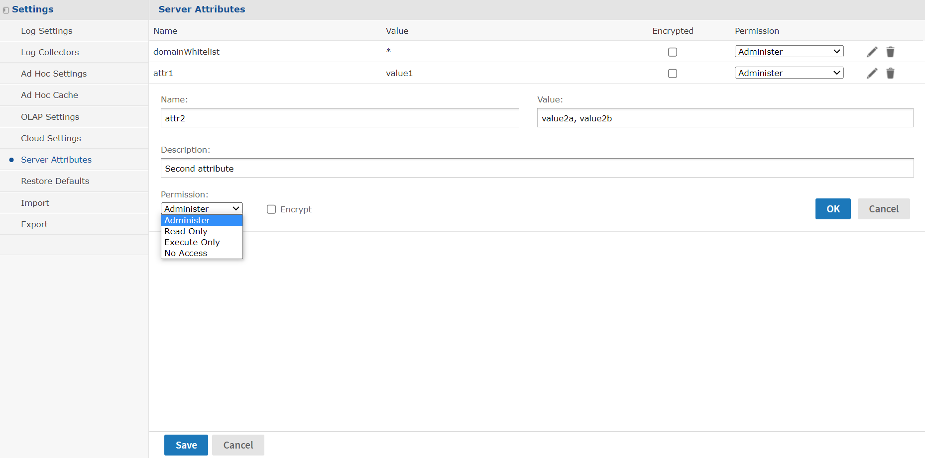 js Attributes Server add