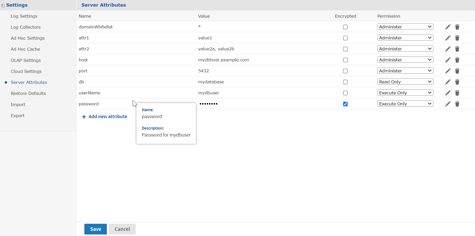js Attributes Server