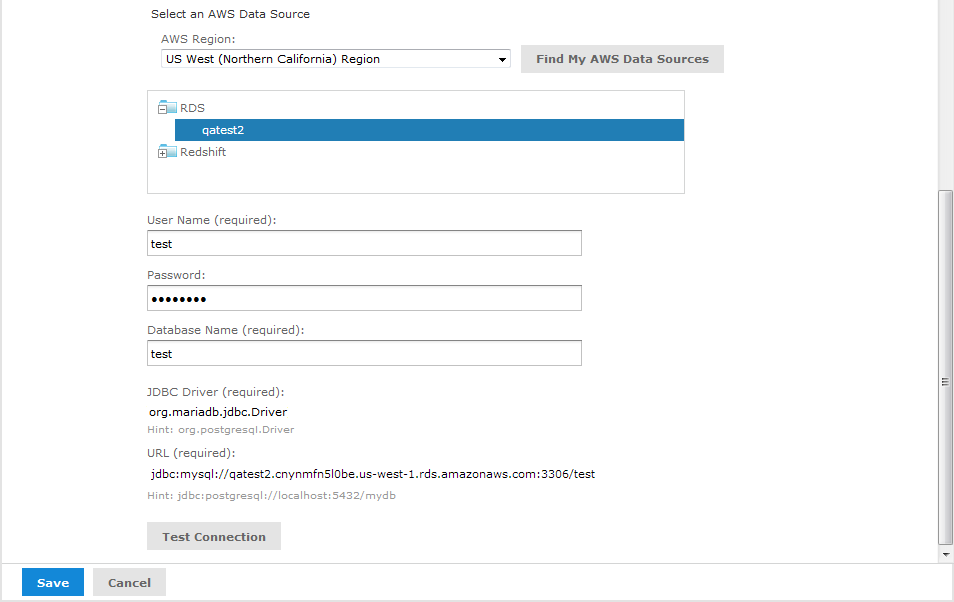 js DataSource AWS select