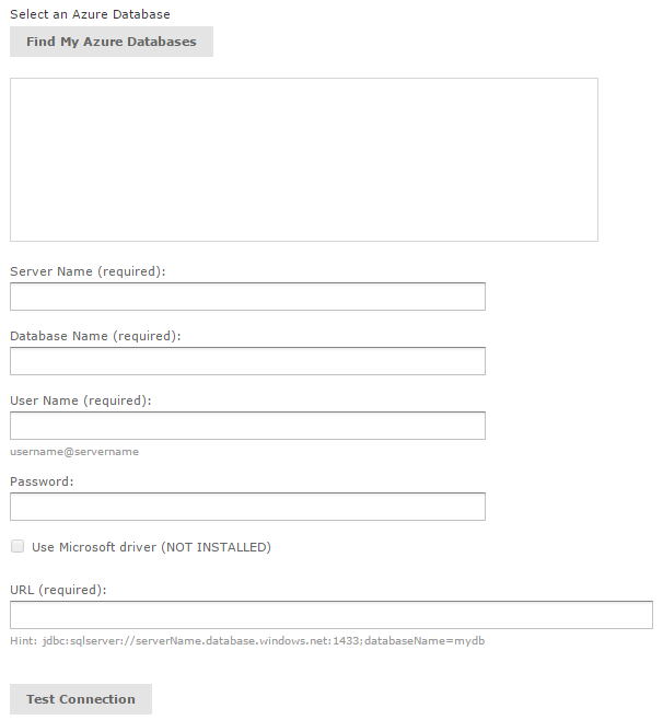 js DataSource Azure DBSettings