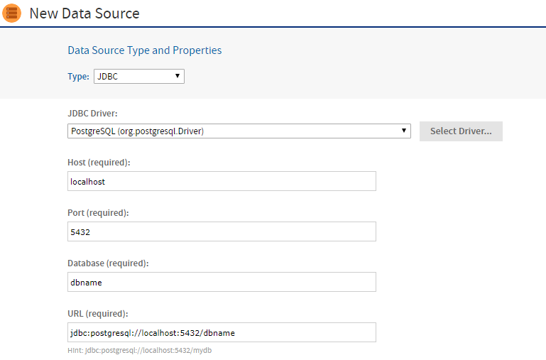 js DataSource JDBC type