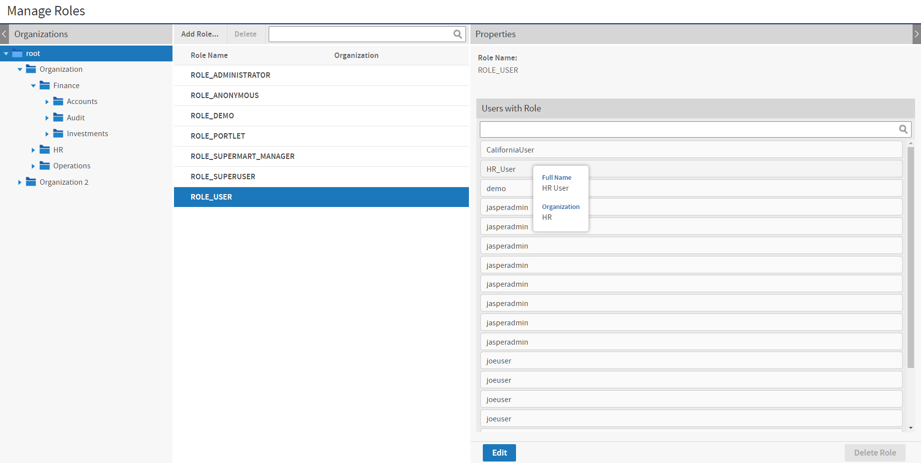 js ManageRoles overview
