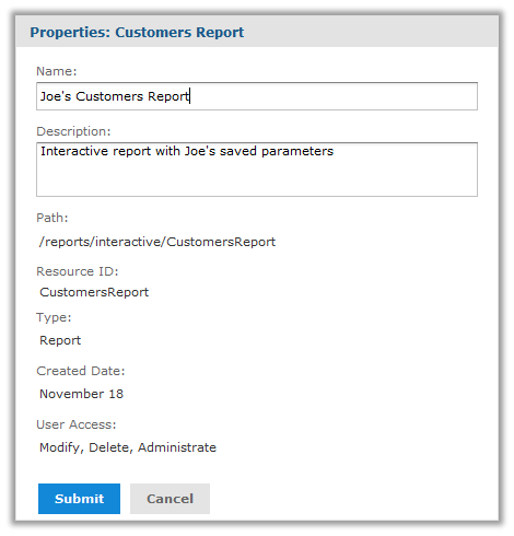 js Repository Properties edit