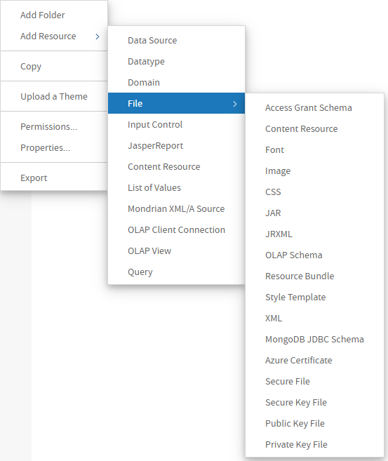 js Repository menu AddResourceFile