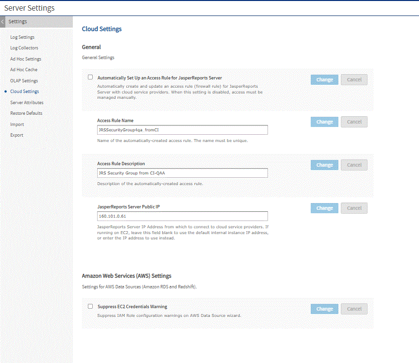 js Settings Cloud