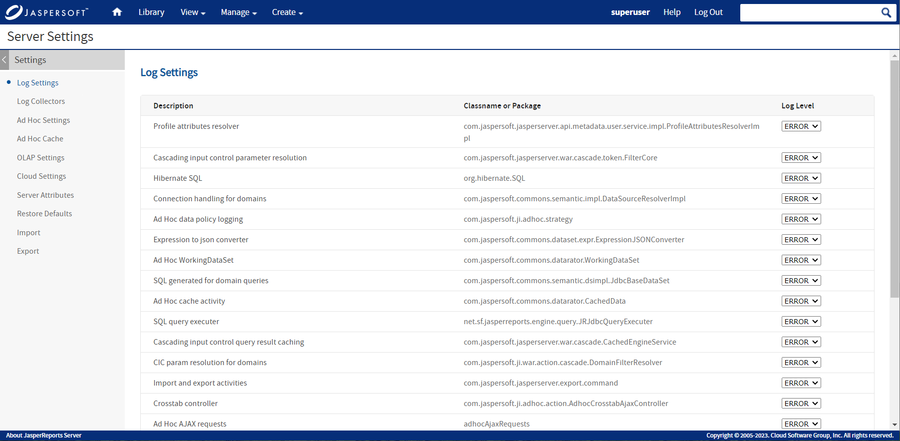 js Settings Logs