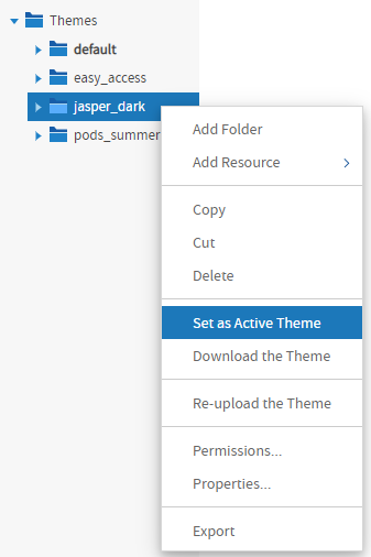 js Themes SetAsActive
