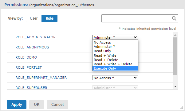 js Themes permissions