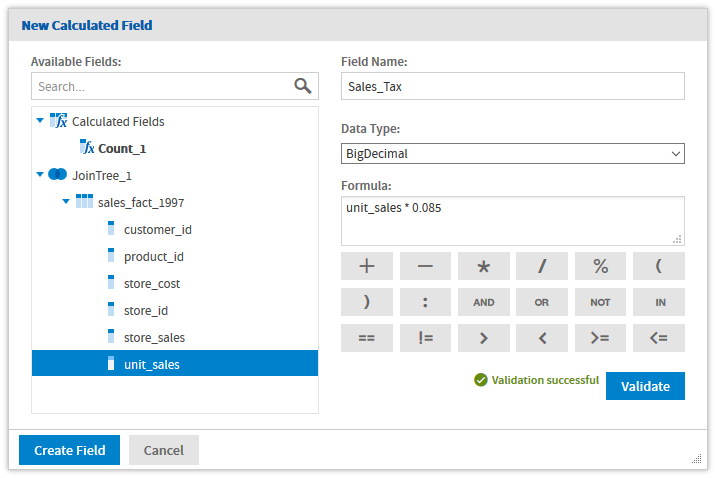 js DomainDesigner CreateCalculatedField