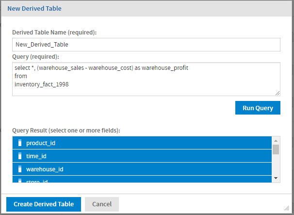 js DomainDesigner DerivedTable