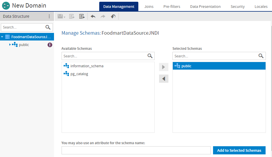 js DomainDesigner add schema