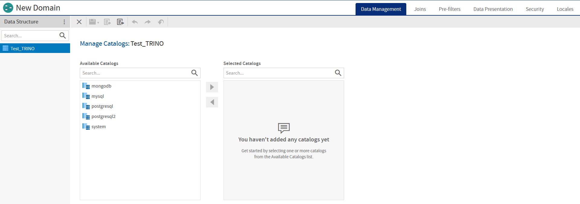 js DomainDesigner new domain trino