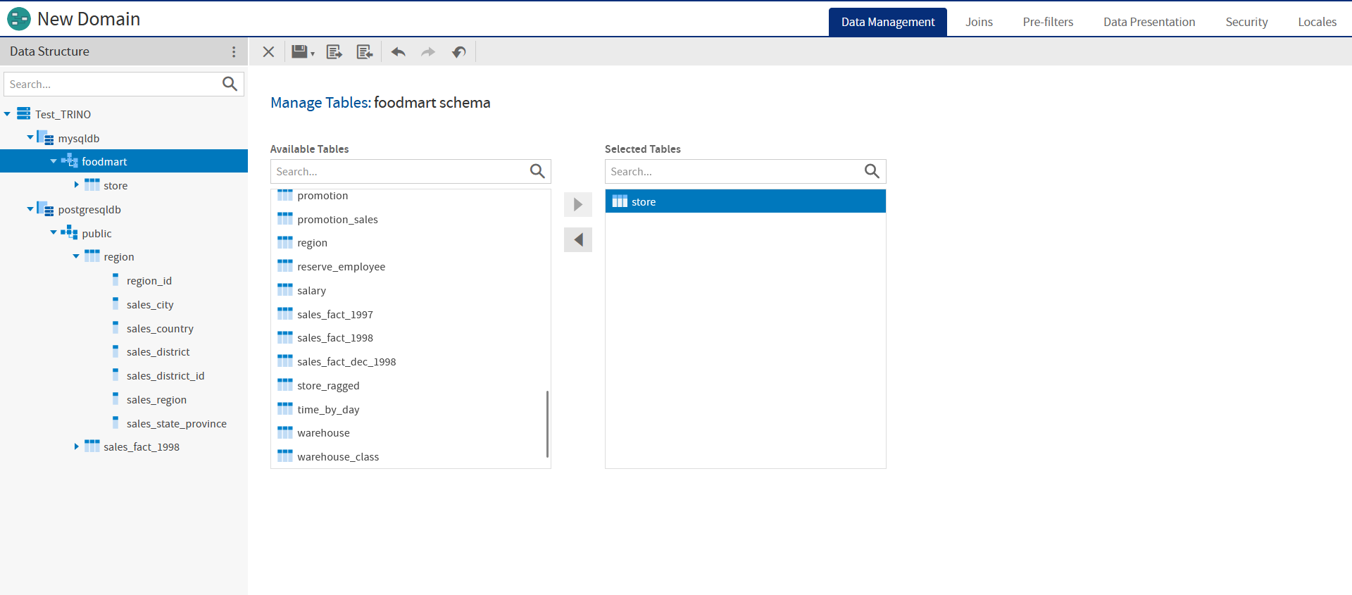 js DomainDesigner ui trino