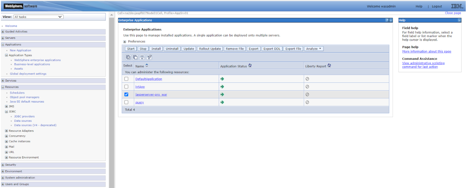 websphere restart server