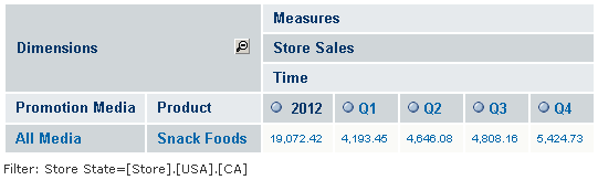 ja ug analysisview foodmart mondrian CA