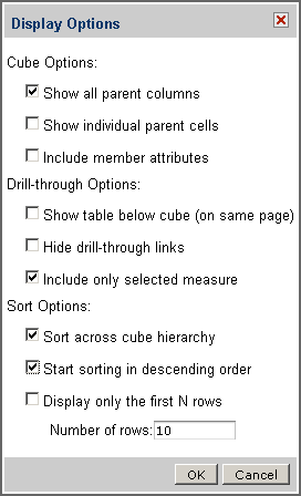 ja ug analysisview tools ChangeDataCube EditDisplay options
