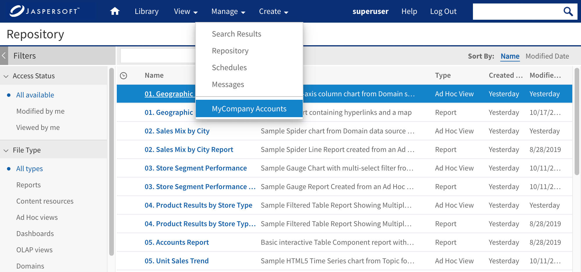 js Customization ViewAccounts