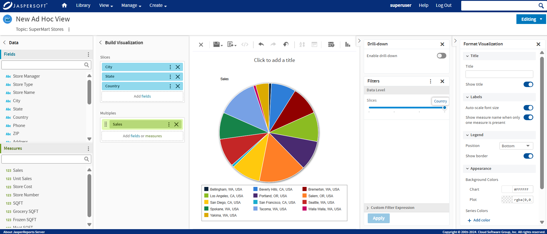 Adhocview piechart row slider