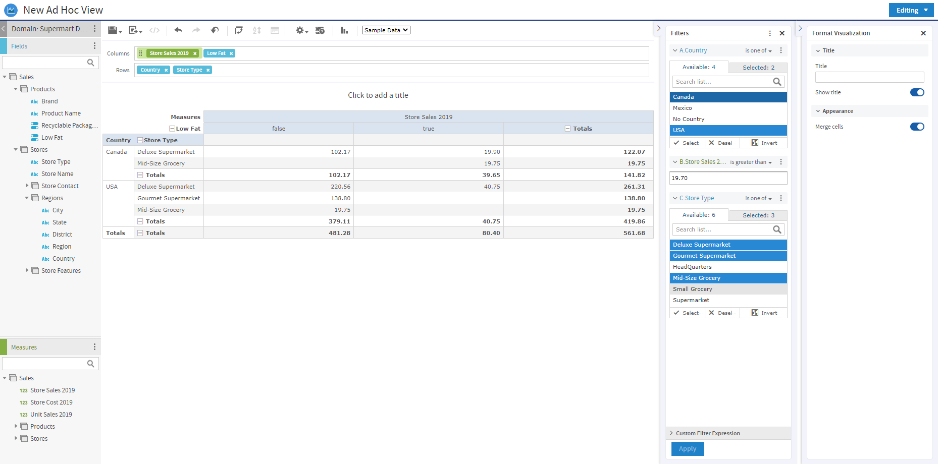 js AdHoc CalcFields Levels
