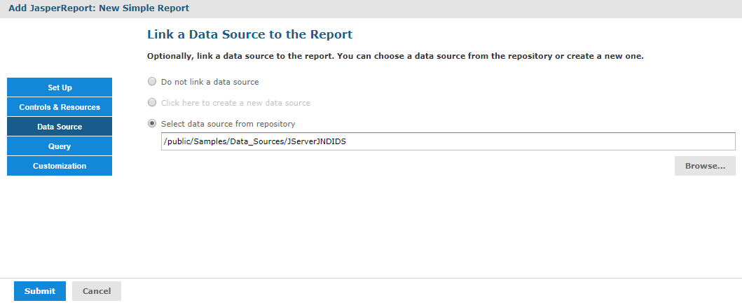 js AddJasperReport DataSource