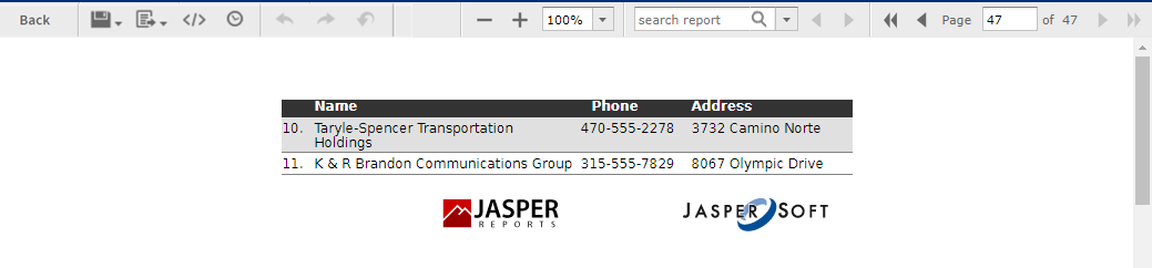 js AddJasperReport FinalPage