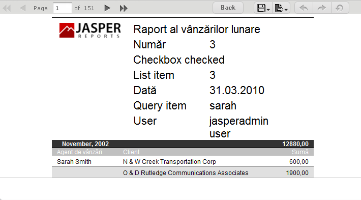 js AddJasperReport Romanian options