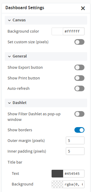 js Dashboard DashboardProperties(Print)