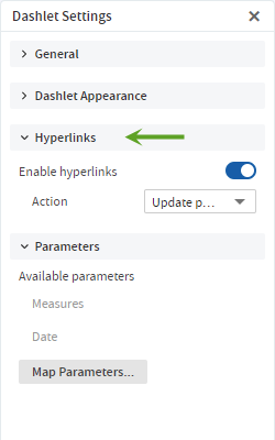 js Dashboard Dashlet HyperlinksTab