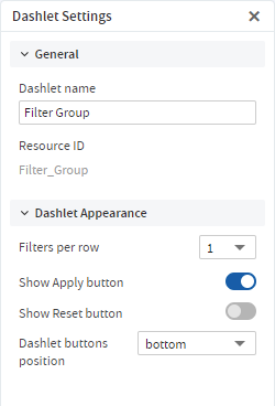 js Dashboard Filter Properties