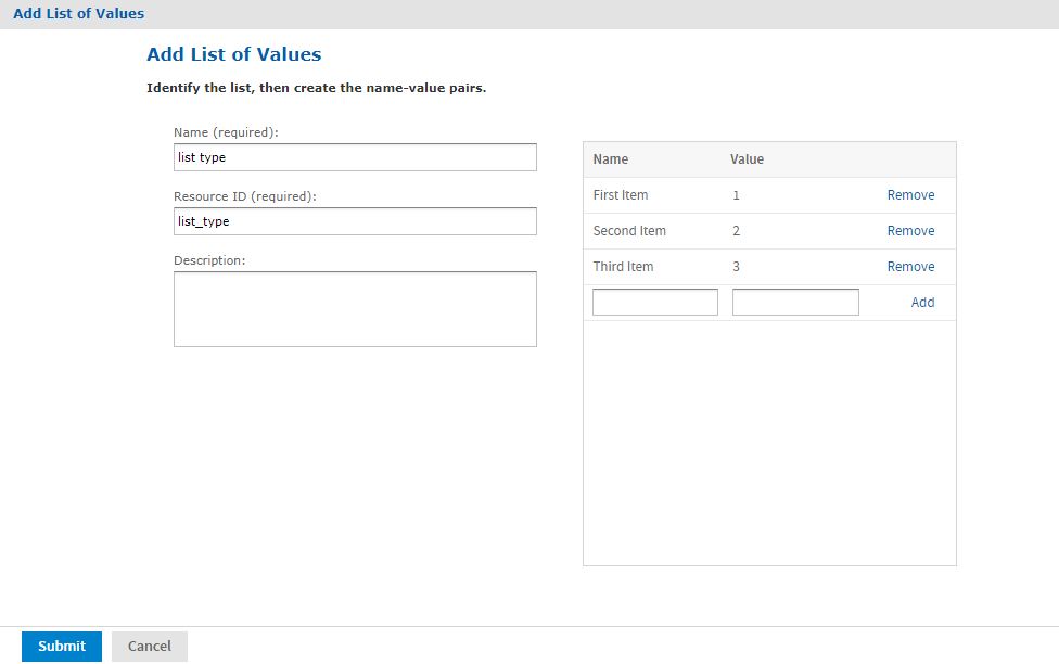 js ReportWizard ListOfValues EditValues