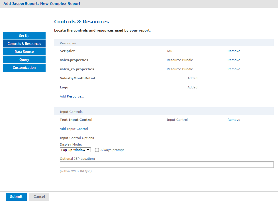js ReportWizard ResourcesList textinput