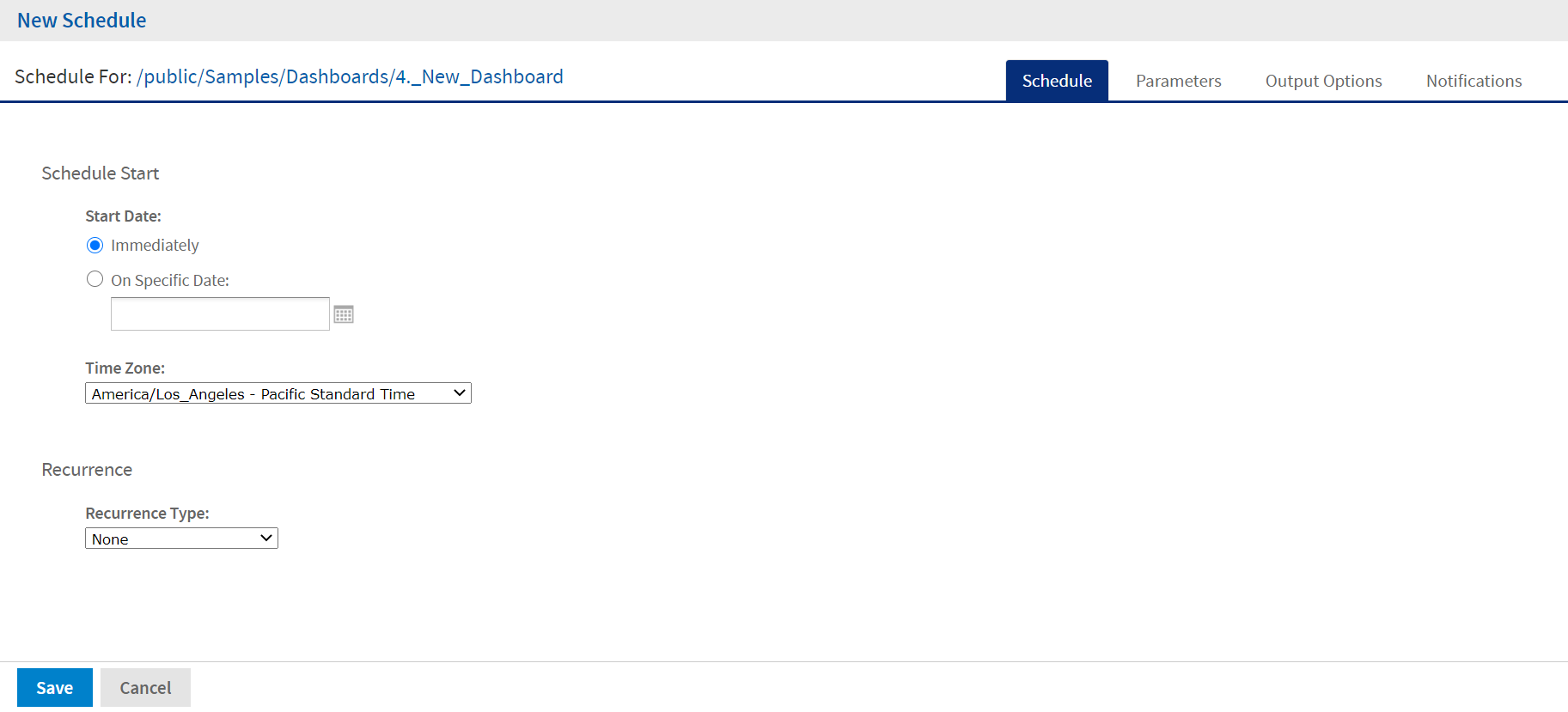 js Schedule New Job Dashboard