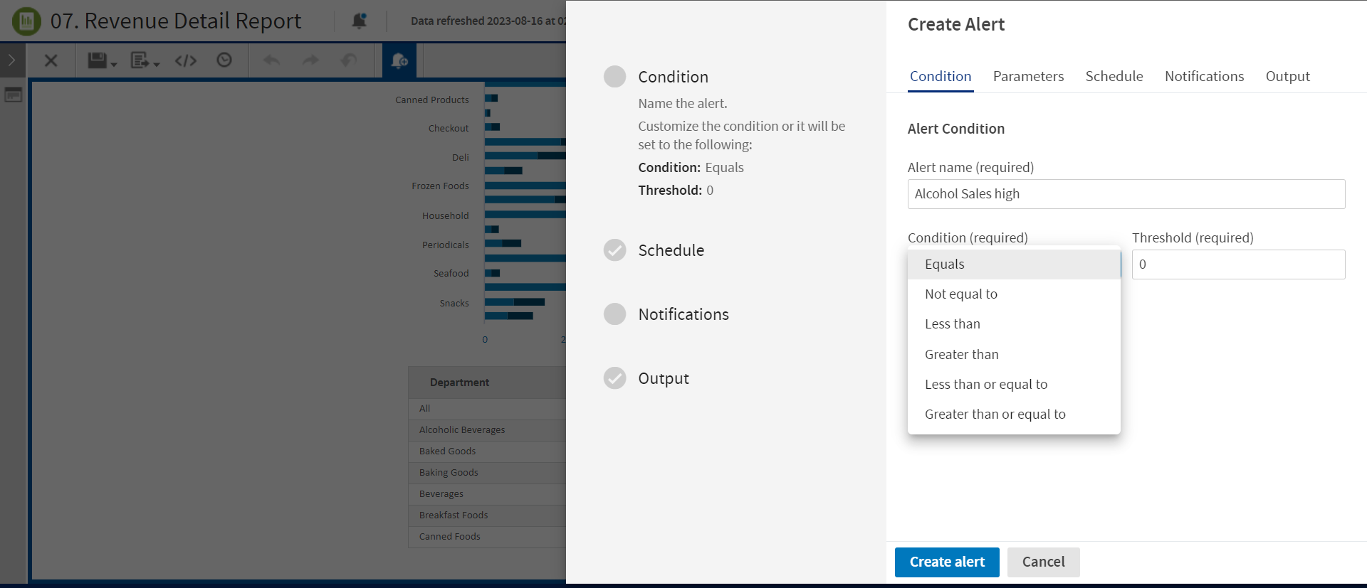 js alert create condition tab