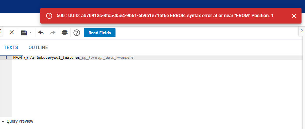 Query validationerror