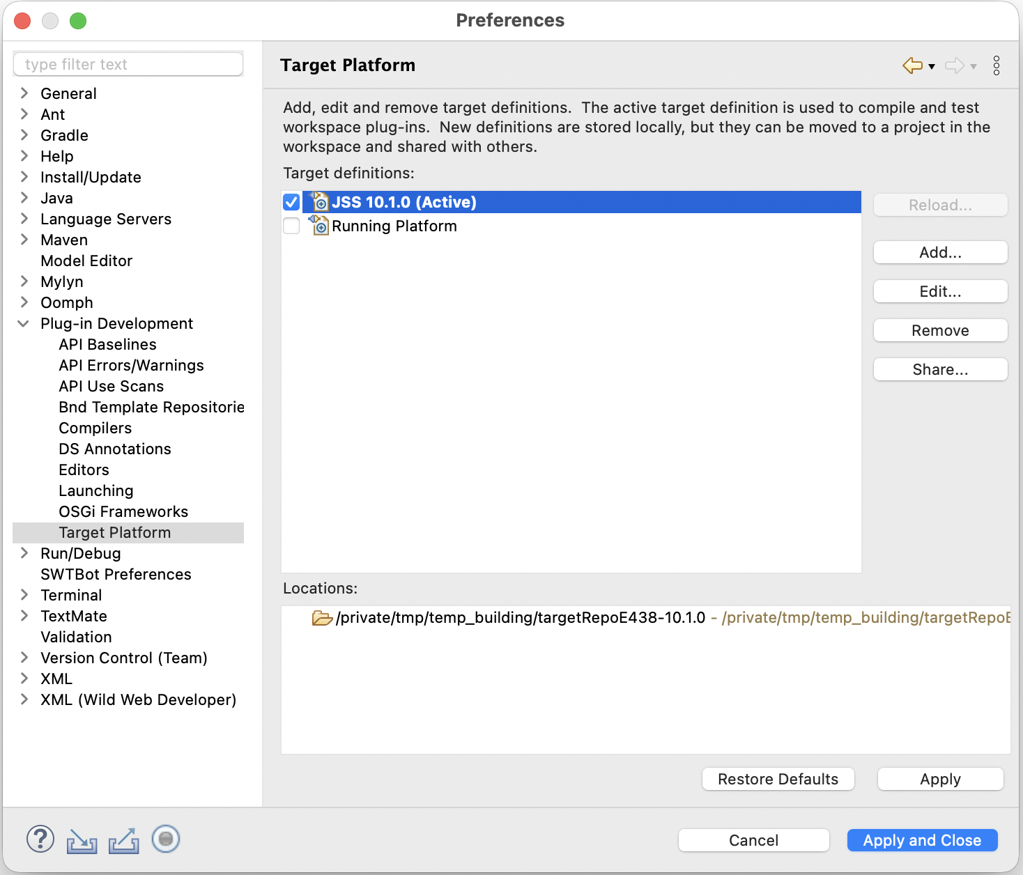 configuration targetPlatformSelected