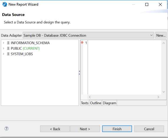 Data Source page of the Dataset wizard