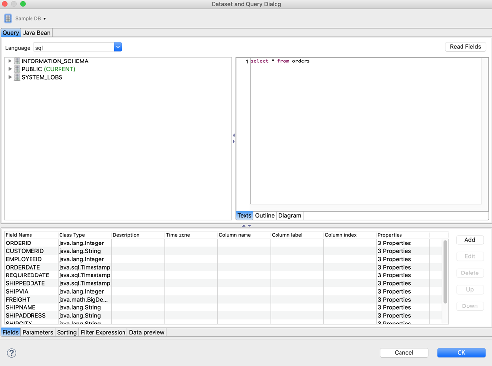 Dataset and Query Dialog