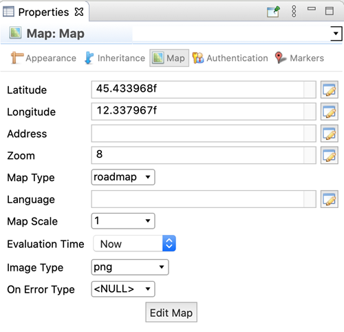 Map tab in Map Properties