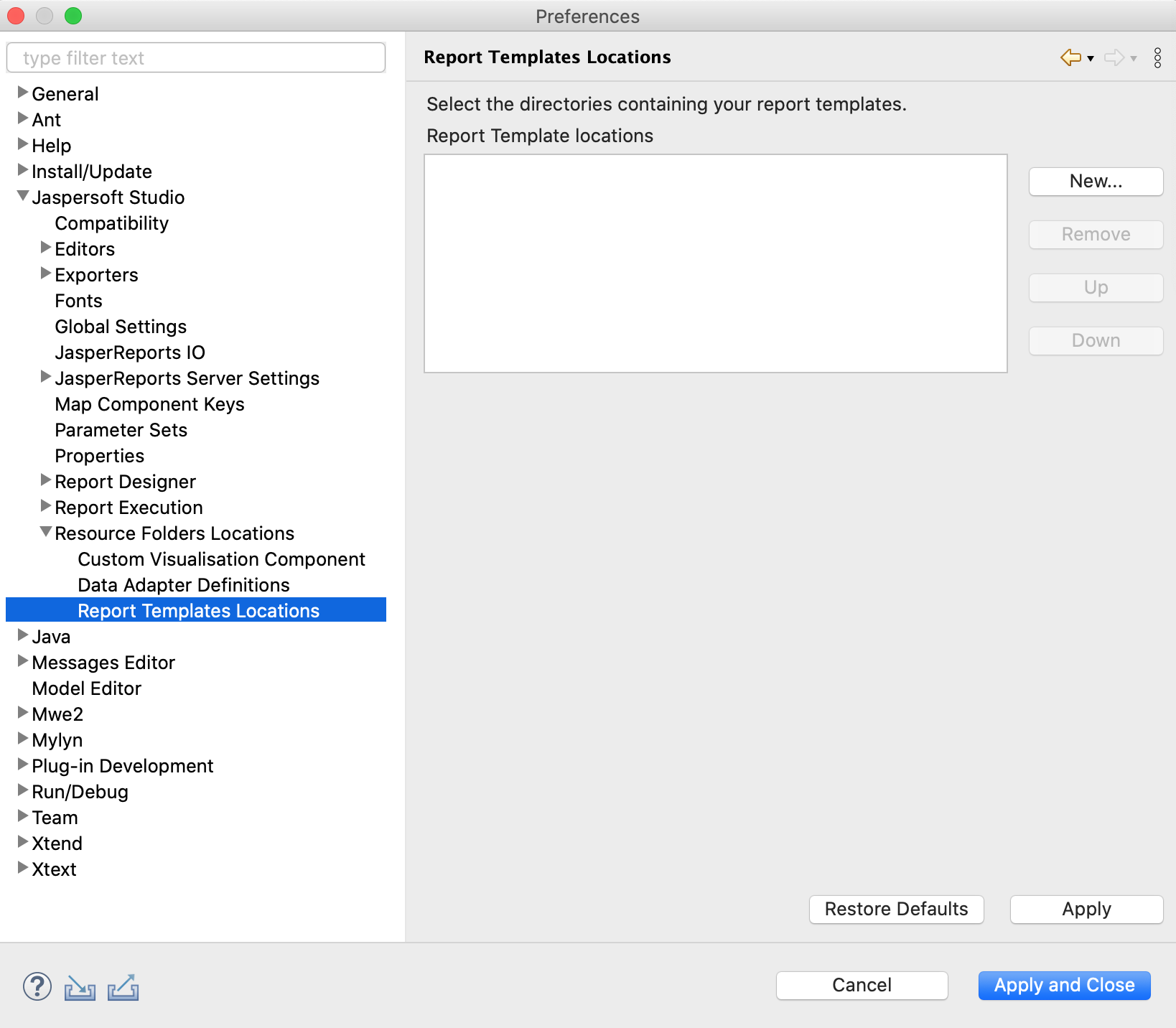 Template Location Preferences