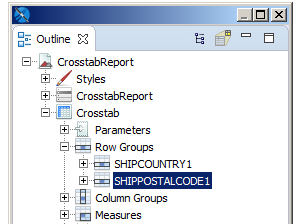 jss crosstab editor outline view