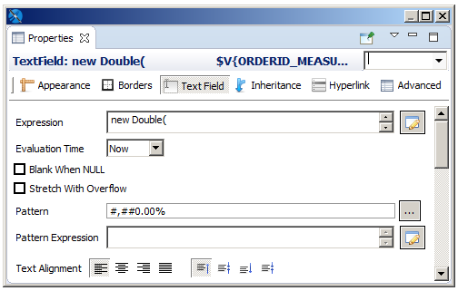 jss crosstab measure textfield properties