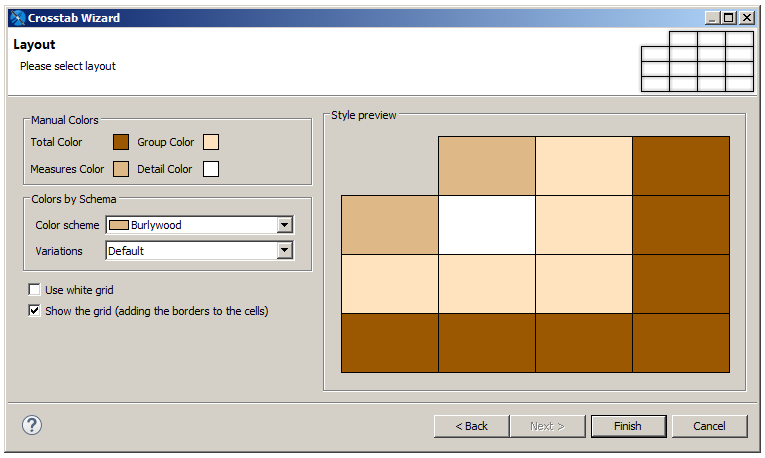 jss crosstab wizard layout