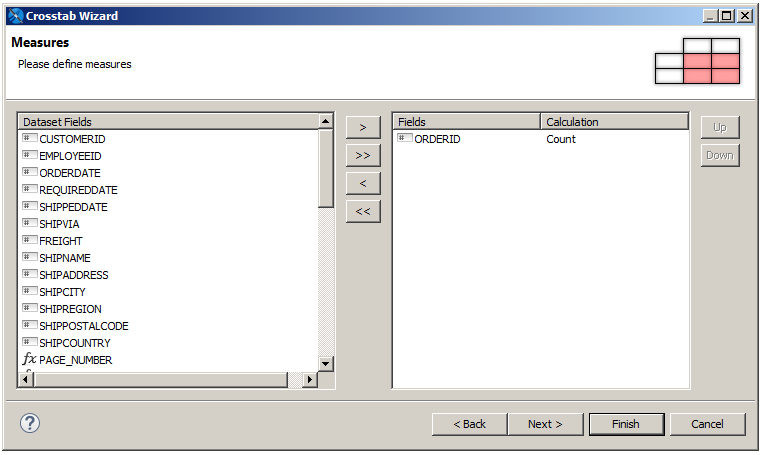 jss crosstab wizard measures
