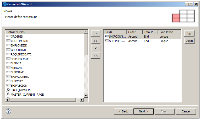 jss crosstab wizard rows