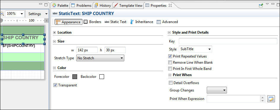 jss crosstabs cell with properties